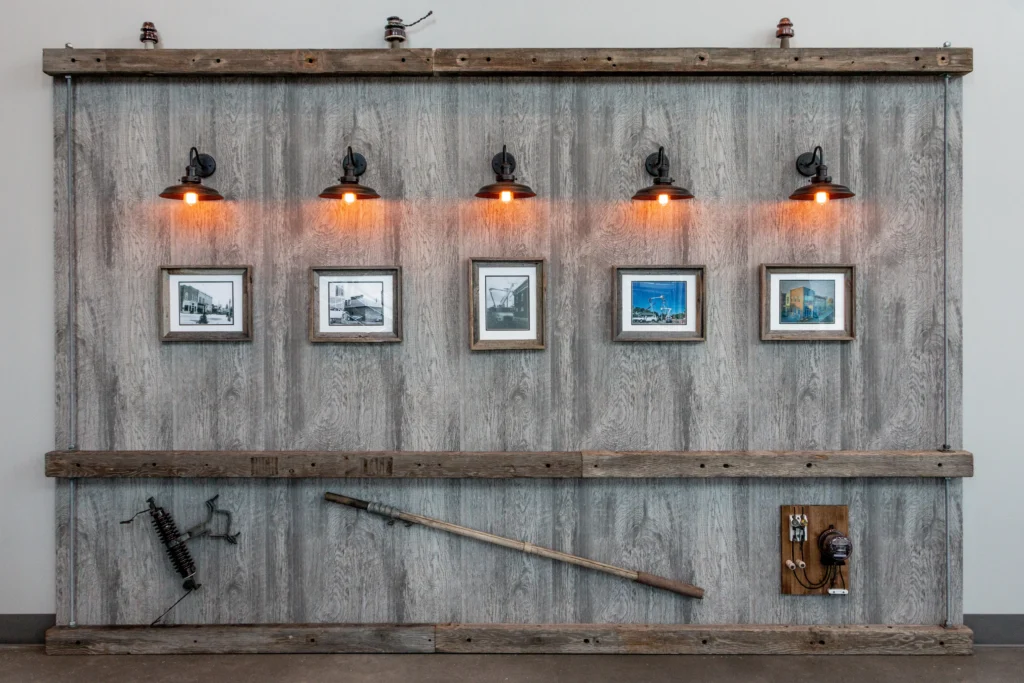 Fake Wood Wall 1 AE Ubria Lehi Power Office Building Interior Design